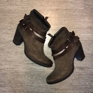 Brown Heeled Ankle Booties - MJUS (REAL LEATHER)